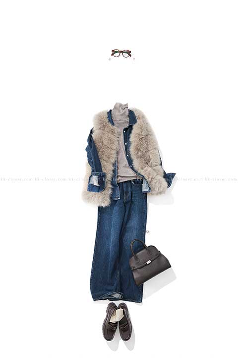 冬のデニムオンデニム