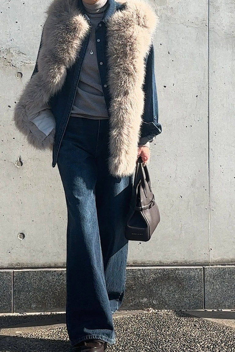 冬のデニムオンデニム