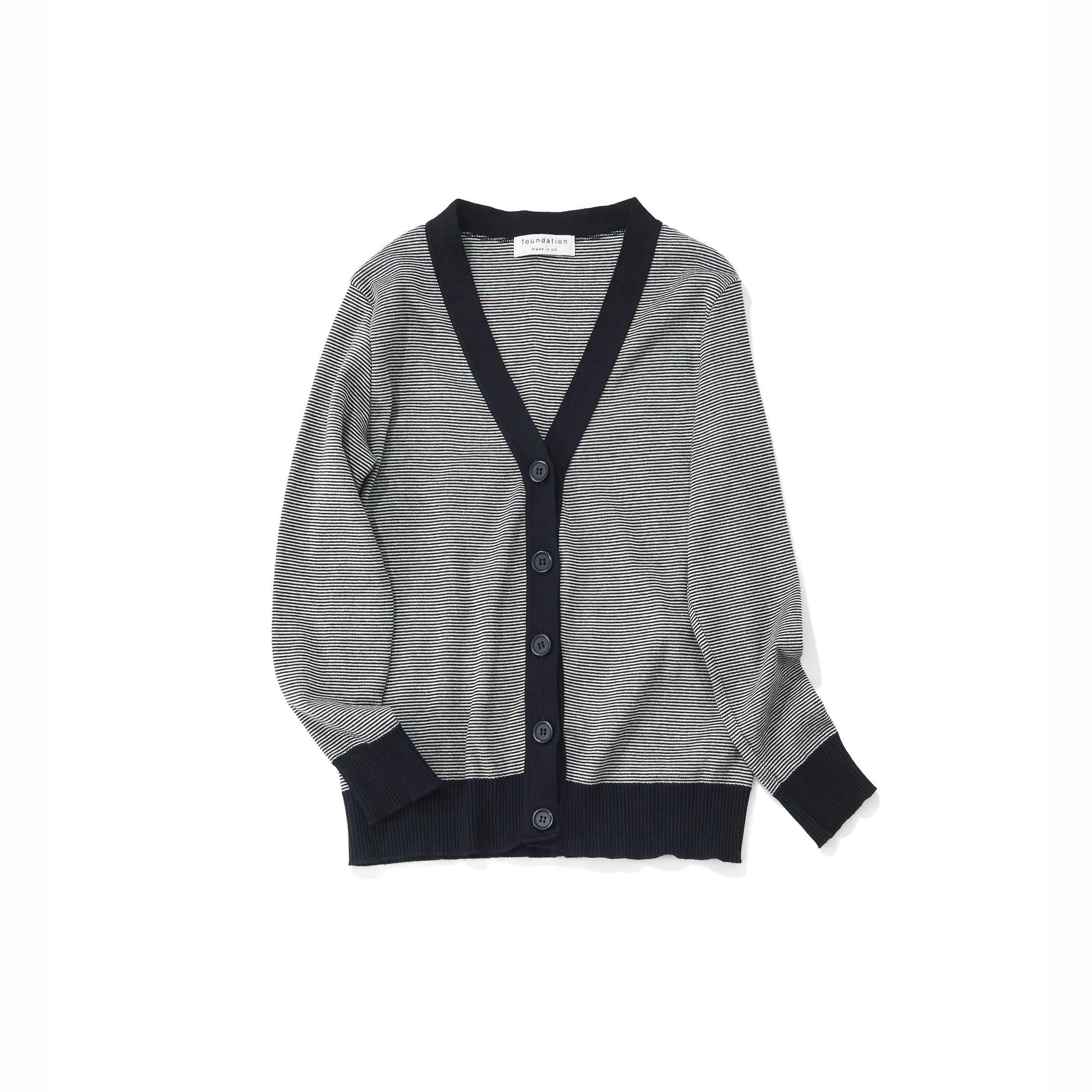 細ボーダー・カーディガン